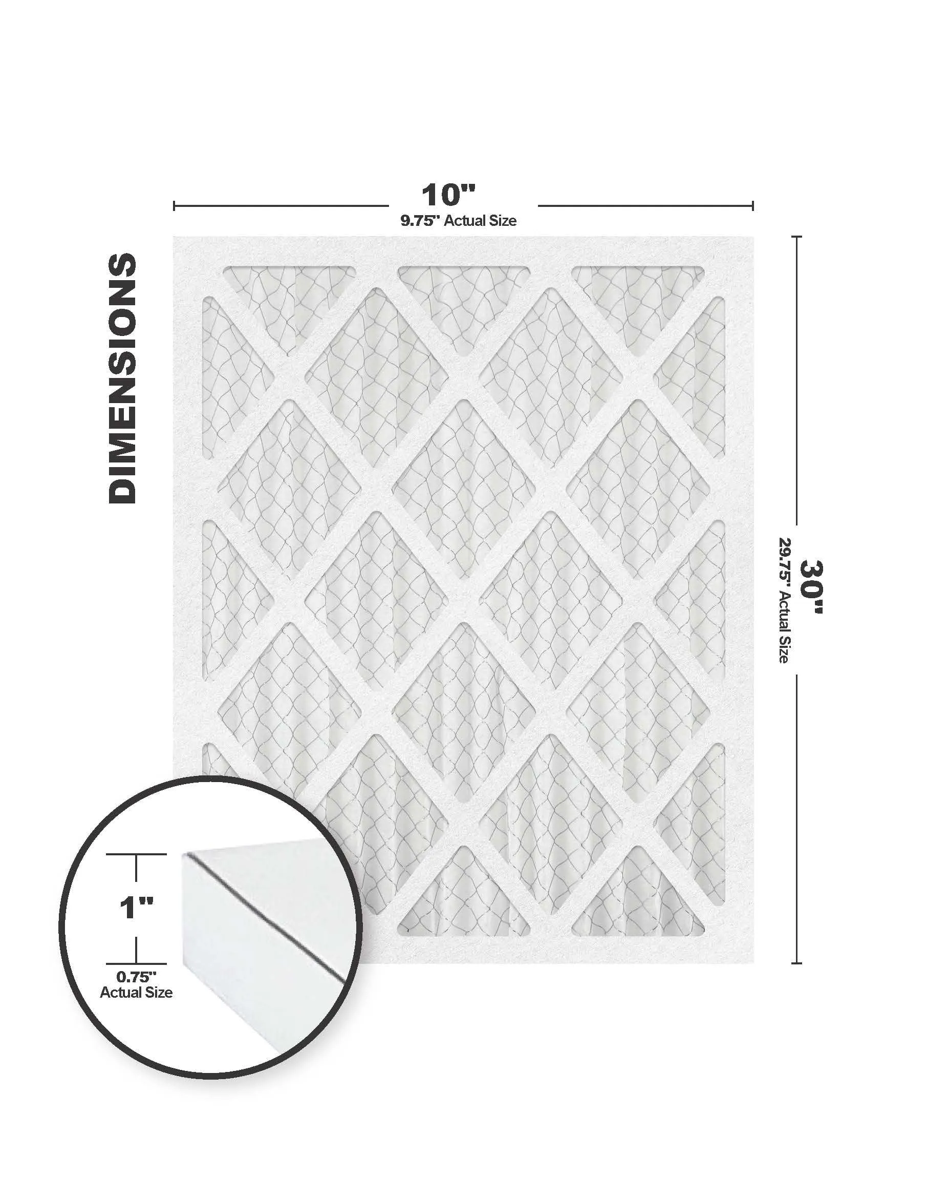 10x30x1 (9.75 x 29.75) MERV 13 Filter (6-Pack)