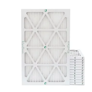 12 Pack of 14x25x1 MERV 10 Pleated Air Filters by Glasfloss. Actual Size: 13-1/2 x 24-1/2 x 7/8