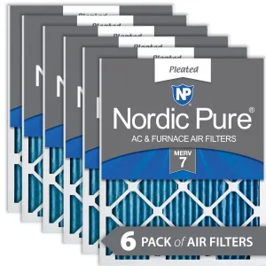 12x24x1 (11_1/2x23_1/2) Pleated MERV 7 Air Filters 6 Pack