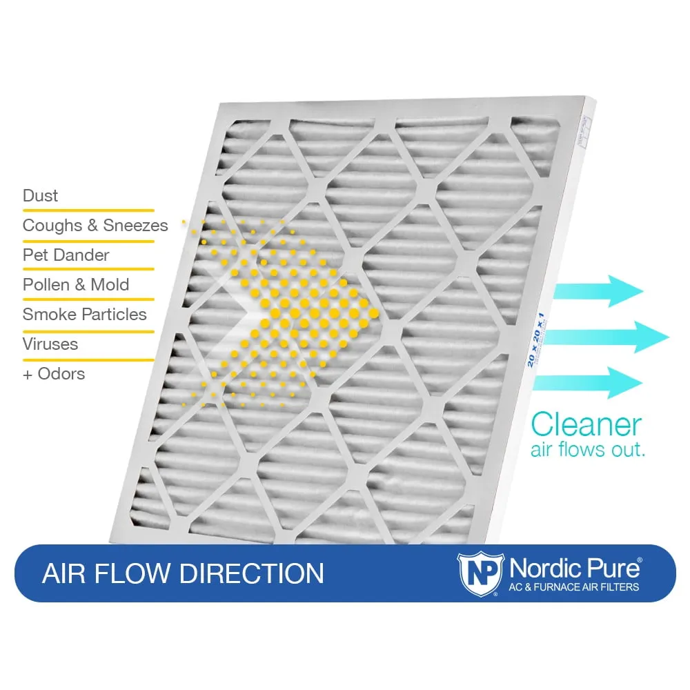 14x20x1 (13_1/2x19_1/2) Pleated Air Filters MERV 13 Plus Carbon 12 Pack