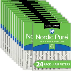 14x20x1 (13_1/2x19_1/2) Pleated Air Filters MERV 13 Plus Carbon 24 Pack