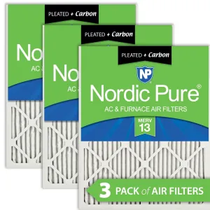 14x20x1 (13_1/2x19_1/2) Pleated Air Filters MERV 13 Plus Carbon 3 Pack