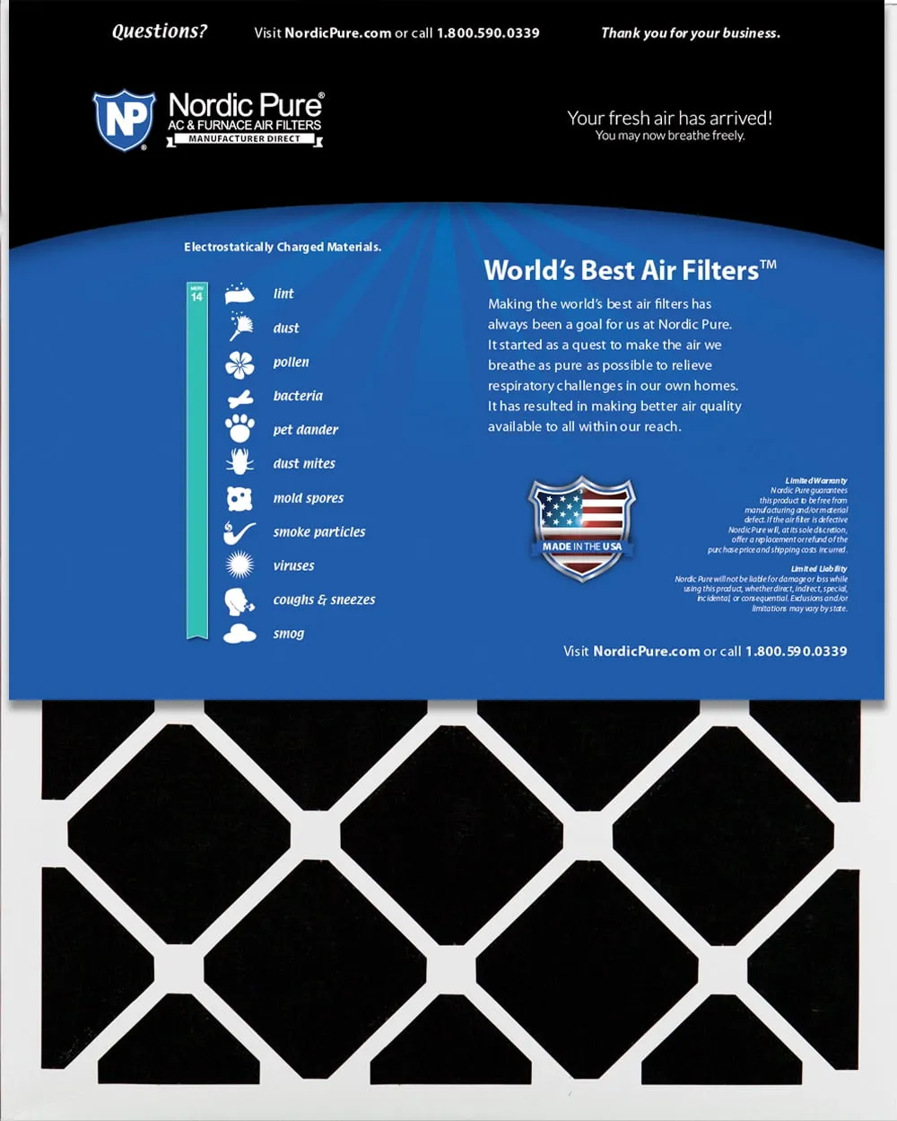 14x20x1 (13_1/2x19_1/2) Pleated Air Filters MERV 14 Plus Carbon 24 Pack