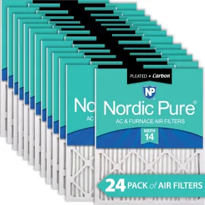 14x20x1 (13_1/2x19_1/2) Pleated Air Filters MERV 14 Plus Carbon 24 Pack