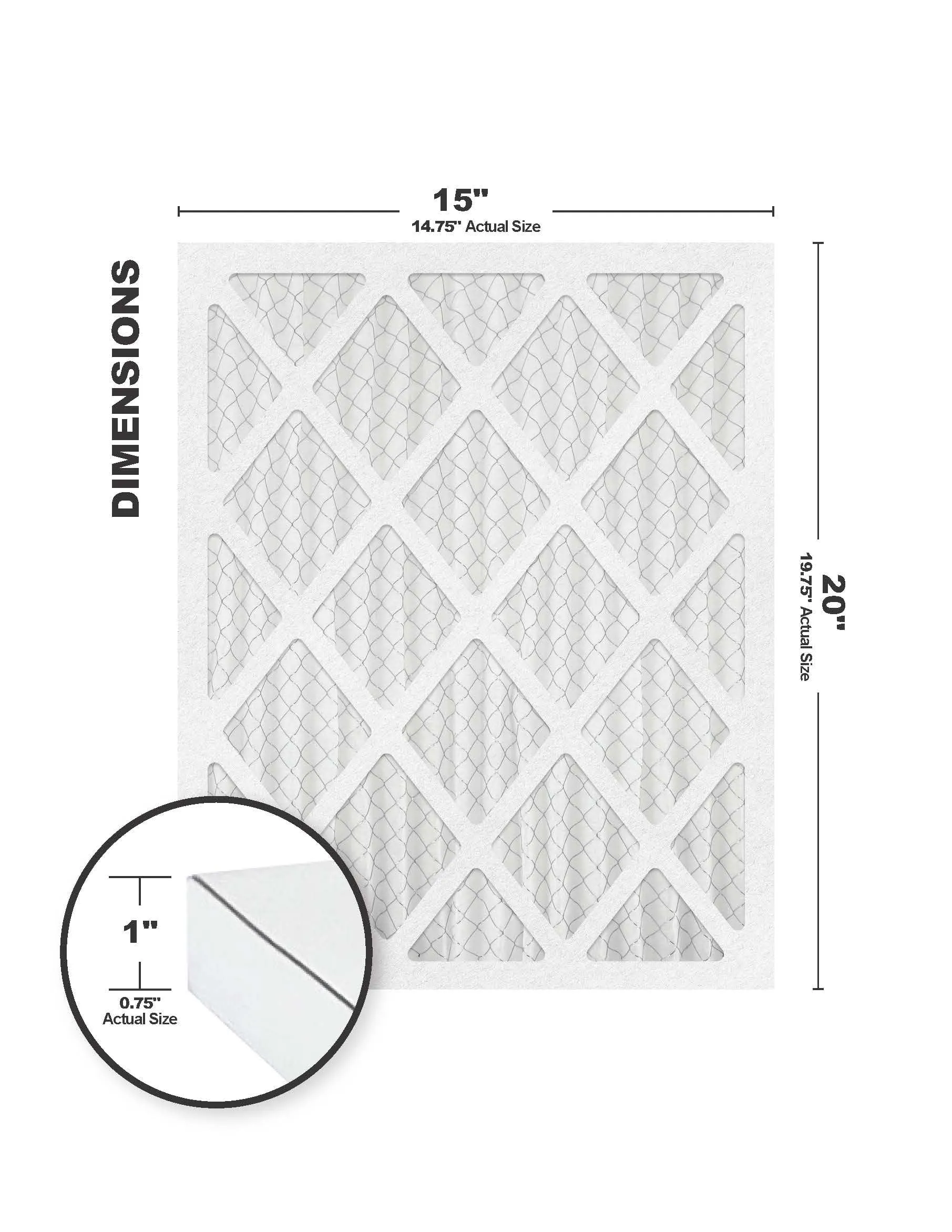 15x20x1 (14.75 x 19.75) MERV 13 Filter (6-Pack)