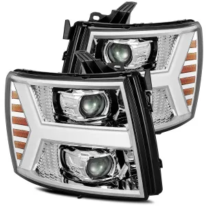2007- 2013 Chevrolet Silverado Projector Headlights Plank Style Design Chrome w/ Activation Sequential Signal. Alpha-Rex 880204
