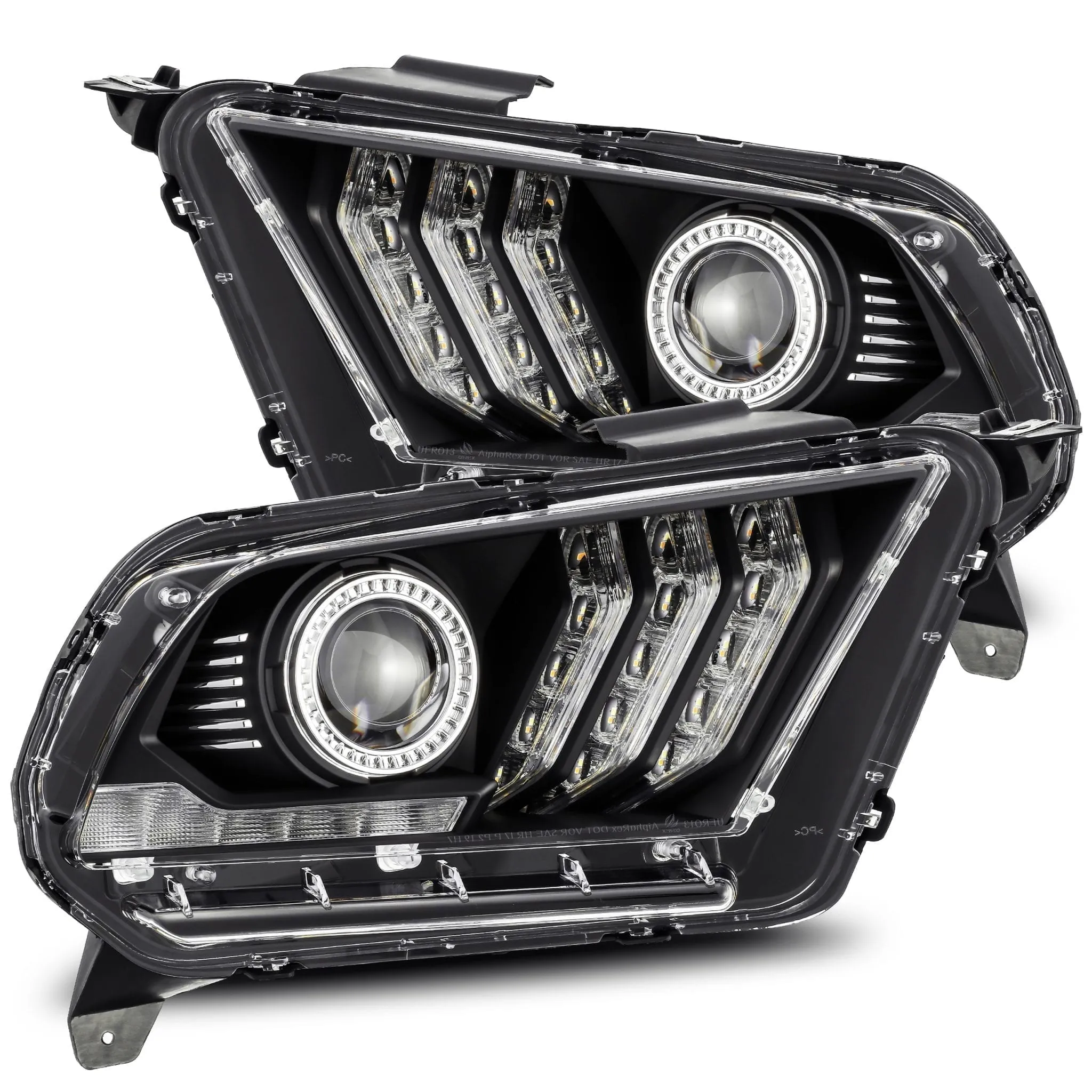 2010-2012 Ford Mustang LUXX-Series LED Projector Headlights Black Alpha-Rex 880115