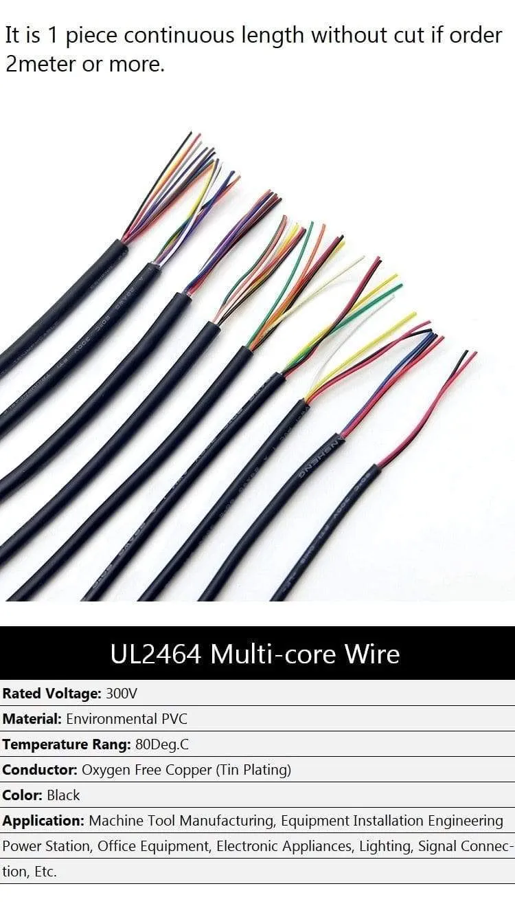 2/5/10M Sheathed Wire Cable 28 26 24 22 20 18 16 AWG Copper Signal Cable 2 3 4 5 6 7 8 10 Core Soft Electronic Audio Wire UL2464