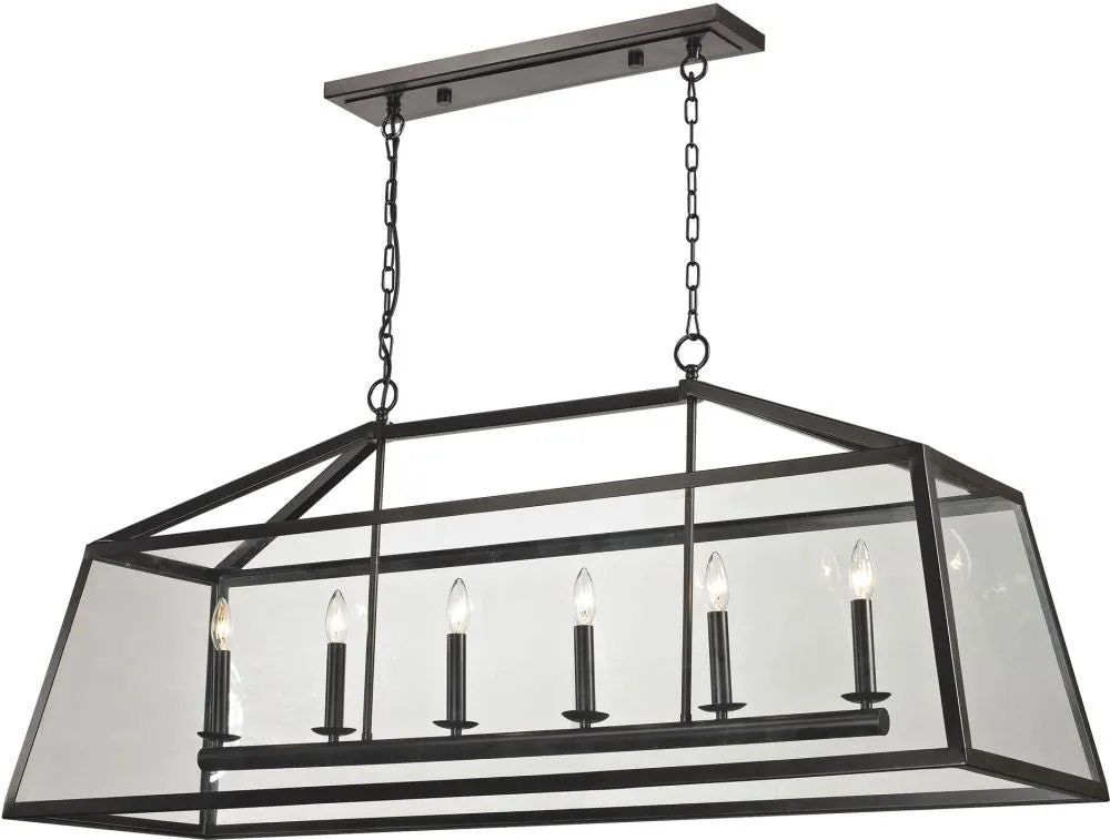 Alanna 6 Light Pendant In Oil Rubbed Bronze and Clear Glass