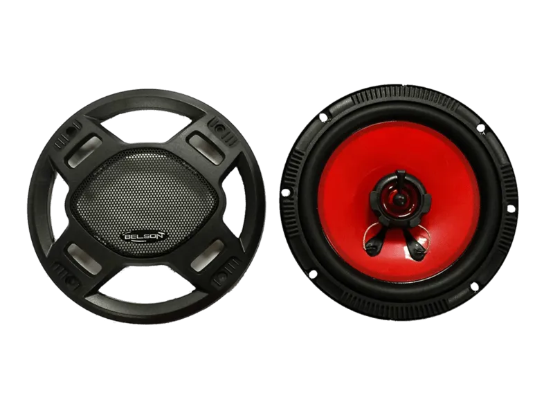 Altavoz coche - Belson BSS-625FB, 17 cm, 2 vías, 120W, Negro y rojo