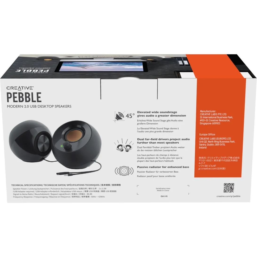 Creative Pebble USB Powered Speaker (Black)