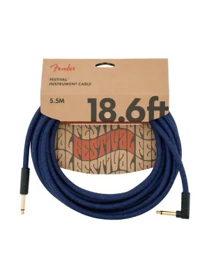 Fender 18.6' Angled Festival Instrument Cable, Pure Hemp, Blue Dream