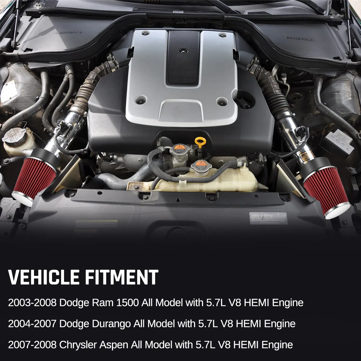 For 2003-2008 Dodge Ram 1500&2004-2009 Dodge Durango&2007-2008 Chrysler Aspen 5.7L V8 Dual Twin Air Intake Kit |SPELAB