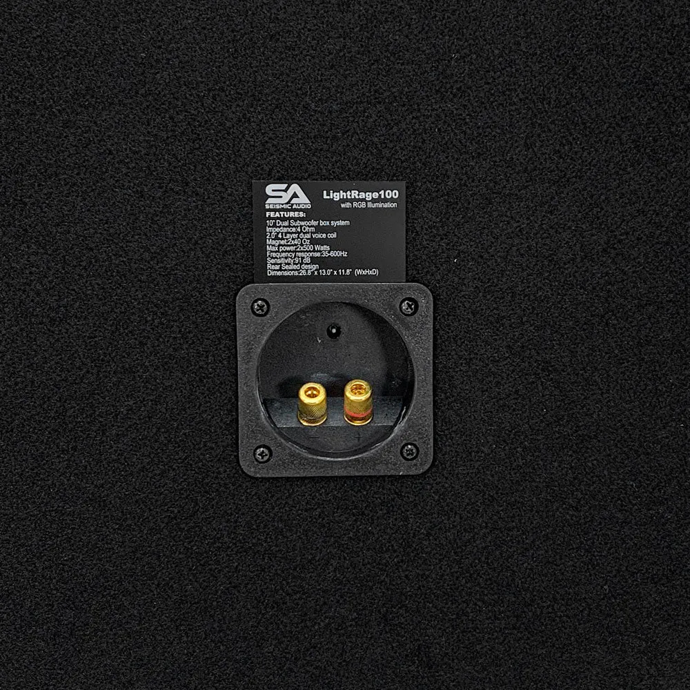 LightRage100 - Dual 10 Inch 1000 Watt Car Audio Subwoofer Enclosure with RGB Illumination