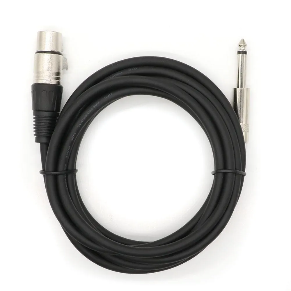 Professional Mic Cable 6.35mm (1/4) Male Mono Jack to 3 Pin XLR Microphone Female Patch Cord for Speaker Bass Amplifier