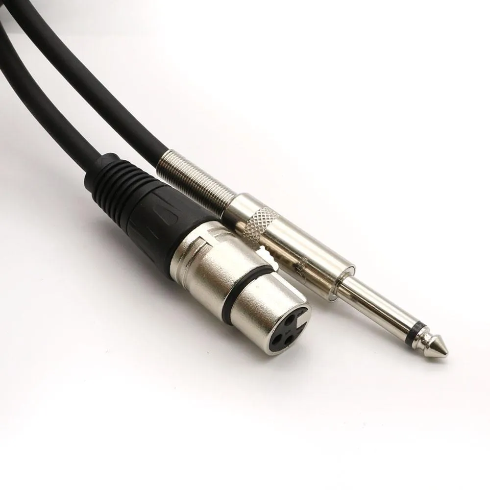 Professional Mic Cable 6.35mm (1/4) Male Mono Jack to 3 Pin XLR Microphone Female Patch Cord for Speaker Bass Amplifier