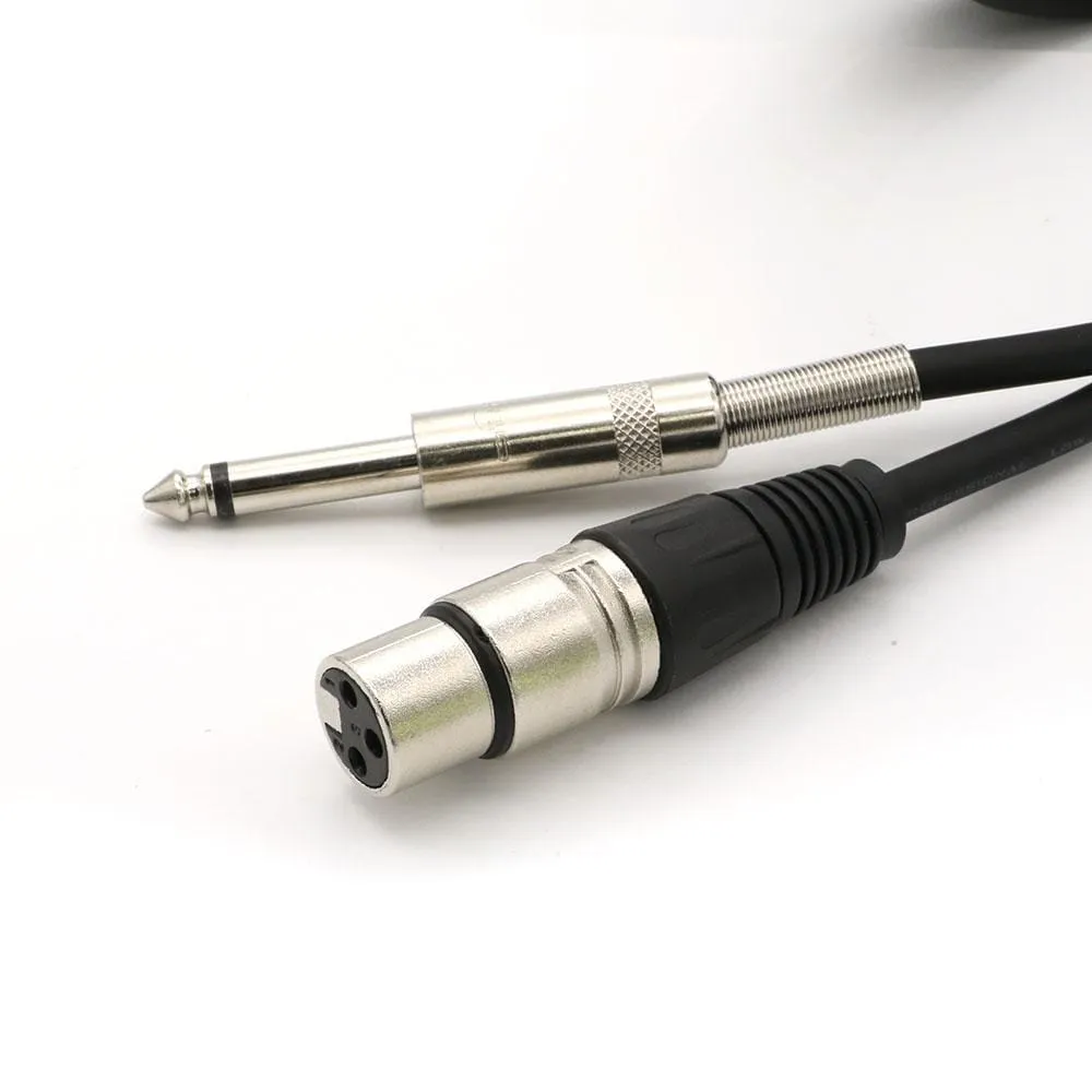 Professional Mic Cable 6.35mm (1/4) Male Mono Jack to 3 Pin XLR Microphone Female Patch Cord for Speaker Bass Amplifier