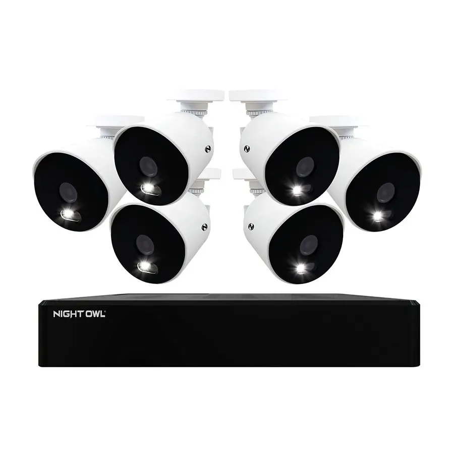 Refurbished 12 Channel 4K DVR with 1TB Hard Drive and 6 Wired 4K Spotlight Cameras
