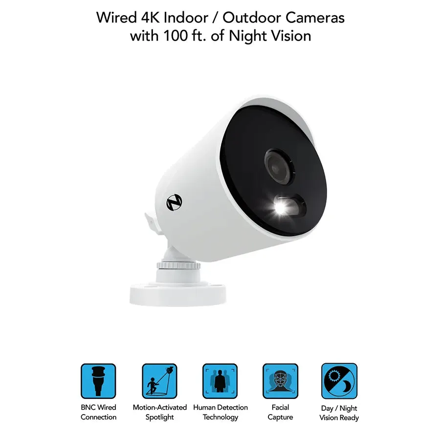Refurbished 12 Channel 4K DVR with 1TB Hard Drive and 6 Wired 4K Spotlight Cameras