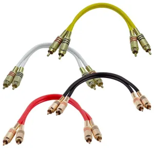 SAPRCA1-RBWY-  4 Pack of Premium 1 Foot Dual RCA Male to Dual RCA Male Audio Patch Cables