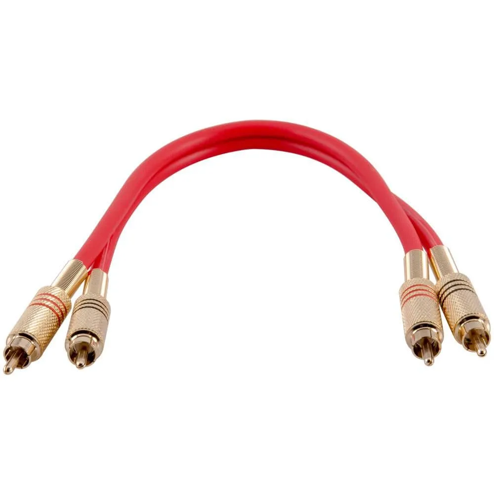 SAPRCA1-RBWY-  4 Pack of Premium 1 Foot Dual RCA Male to Dual RCA Male Audio Patch Cables