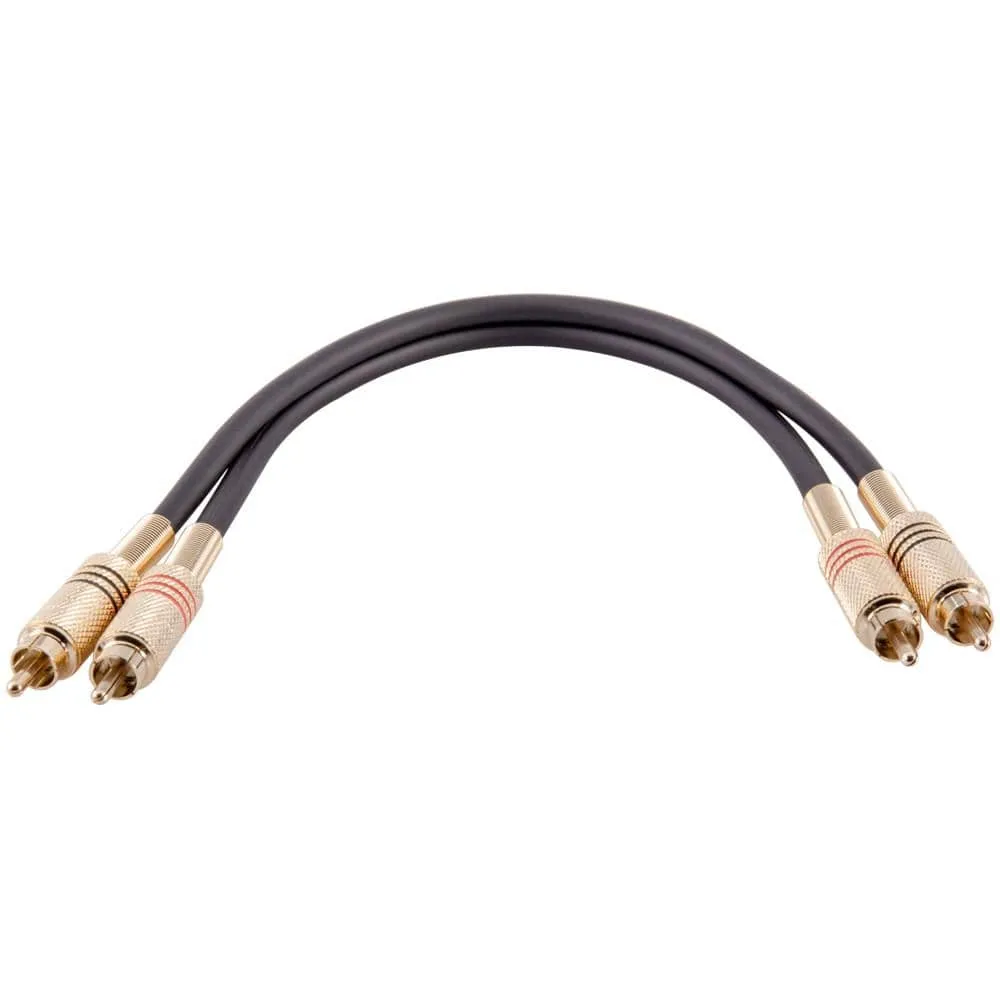 SAPRCA1-RBWY-  4 Pack of Premium 1 Foot Dual RCA Male to Dual RCA Male Audio Patch Cables