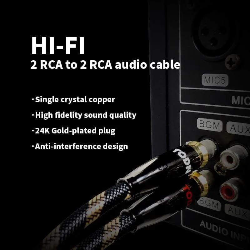 TODN 1 Pair RCA Cable 99.999% OCC Stereo RCA Cable High-performance Premium Hi-Fi Audio 2RCA to 2RCA Mixer Interconnect Cable T