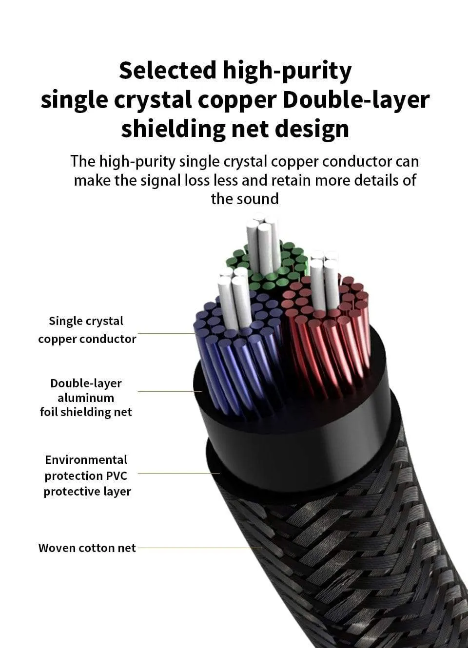TODN 1 Pair RCA Cable 99.999% OCC Stereo RCA Cable High-performance Premium Hi-Fi Audio 2RCA to 2RCA Mixer Interconnect Cable T
