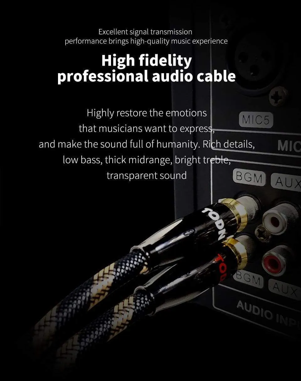 TODN 1 Pair RCA Cable 99.999% OCC Stereo RCA Cable High-performance Premium Hi-Fi Audio 2RCA to 2RCA Mixer Interconnect Cable T