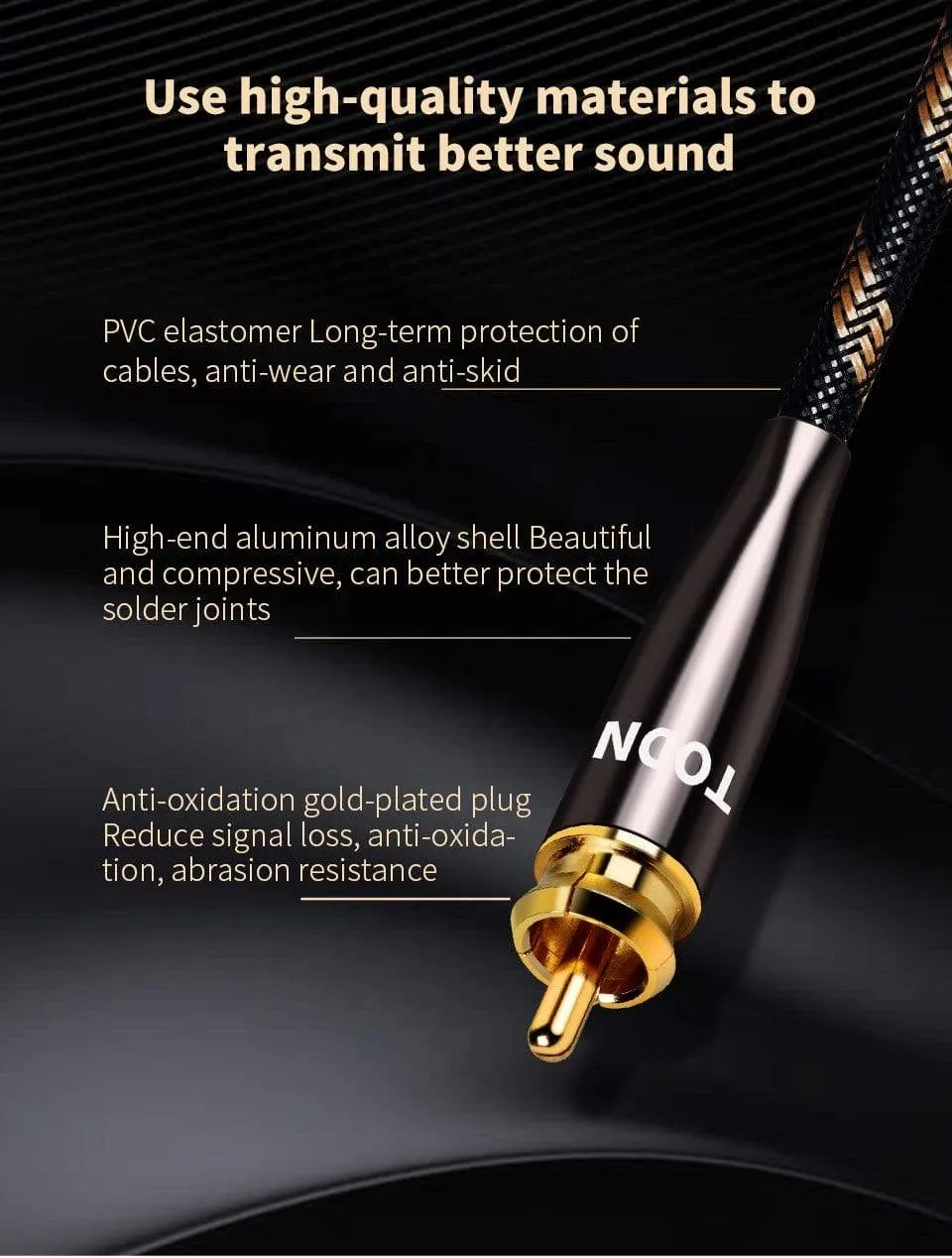 TODN 1 Pair RCA Cable 99.999% OCC Stereo RCA Cable High-performance Premium Hi-Fi Audio 2RCA to 2RCA Mixer Interconnect Cable T