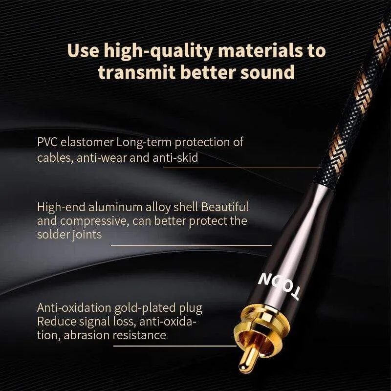 TODN 1 Pair RCA Cable 99.999% OCC Stereo RCA Cable High-performance Premium Hi-Fi Audio 2RCA to 2RCA Mixer Interconnect Cable
