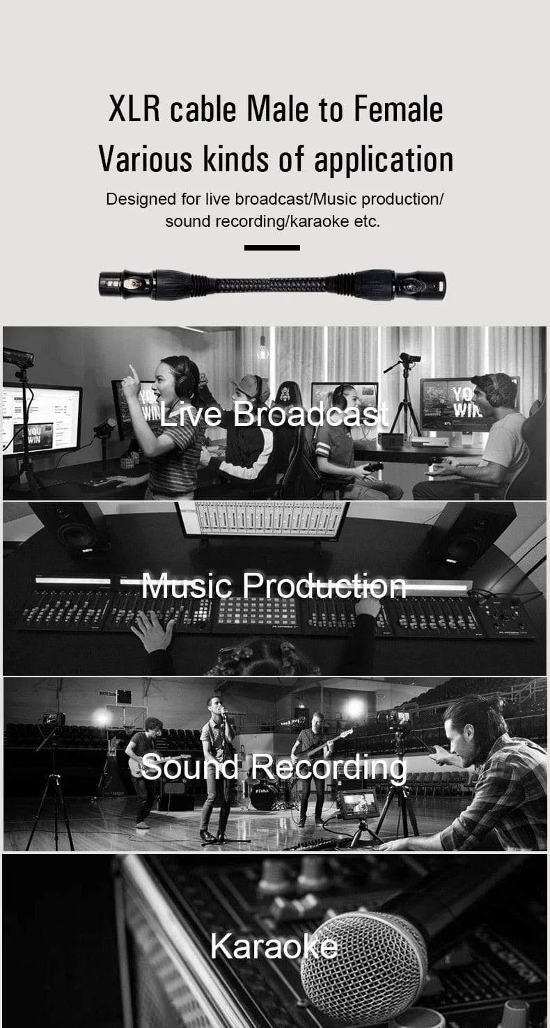 XLR to XLR Microphone Cable Male to Female 2M 5M 10M Balanced XLR 3Pin Nylon Braided for Audio Mixer Amplifiers  2 Pack