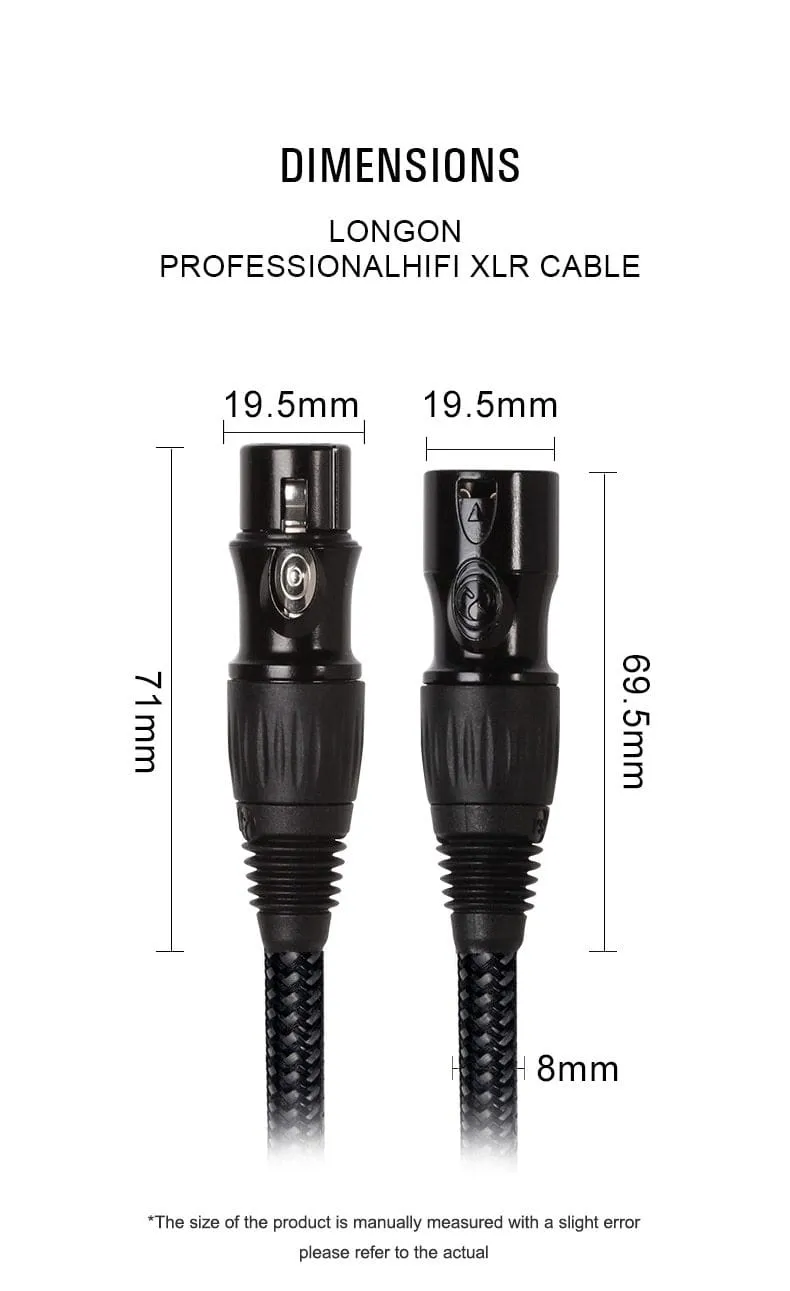 XLR to XLR Microphone Cable Male to Female 2M 5M 10M Balanced XLR 3Pin Nylon Braided for Audio Mixer Amplifiers  2 Pack