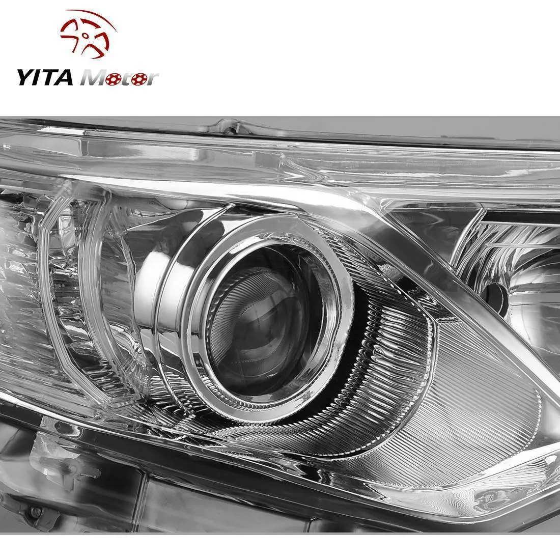 YITAMOTOR® 2012-2014 Toyota Camry Chrome Housing, Amber Reflectors H11 9005 Projector Bulbs Headlight Assembly