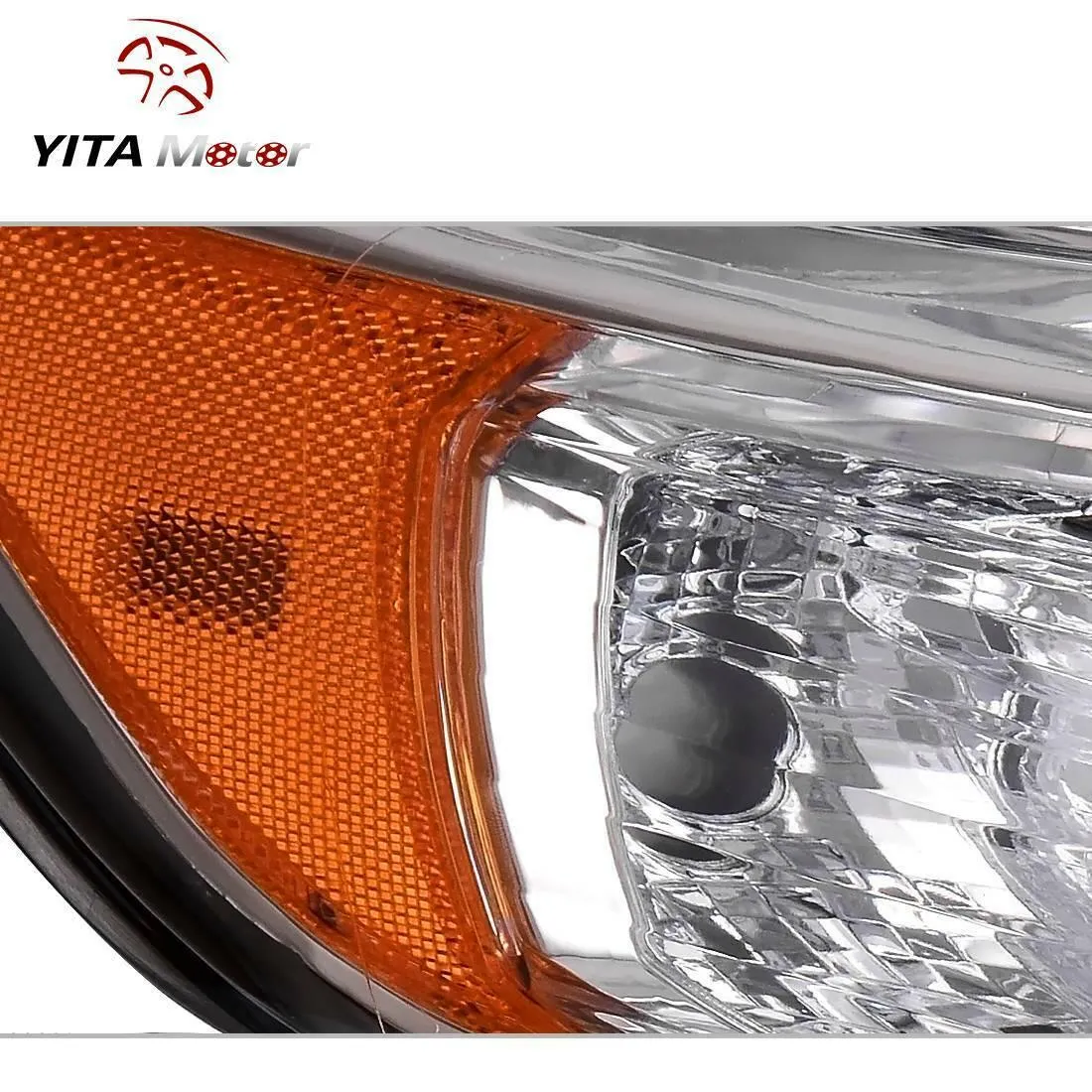 YITAMOTOR® 2012-2014 Toyota Camry Chrome Housing, Amber Reflectors H11 9005 Projector Bulbs Headlight Assembly
