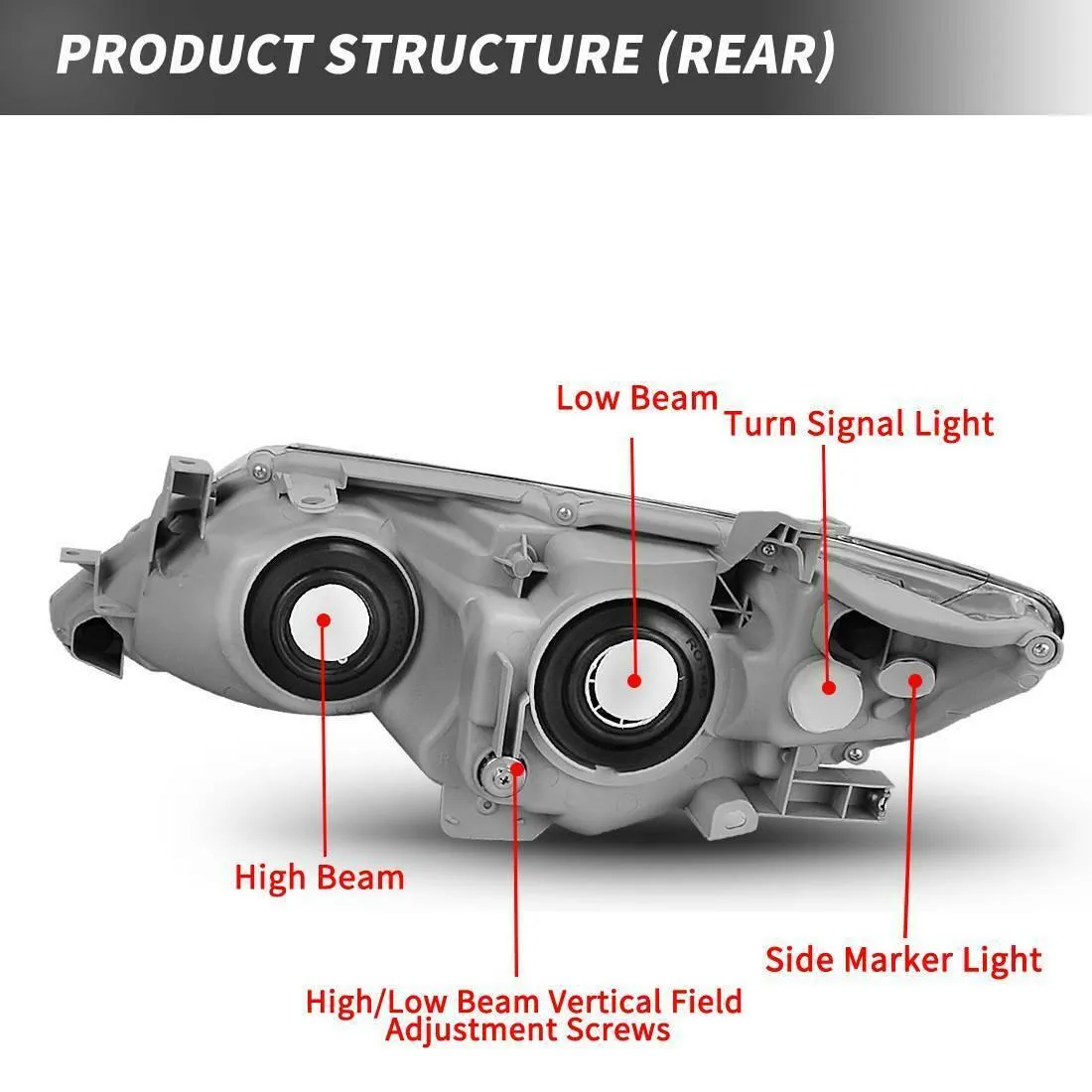 YITAMOTOR® 2012-2014 Toyota Camry Chrome Housing, Amber Reflectors H11 9005 Projector Bulbs Headlight Assembly